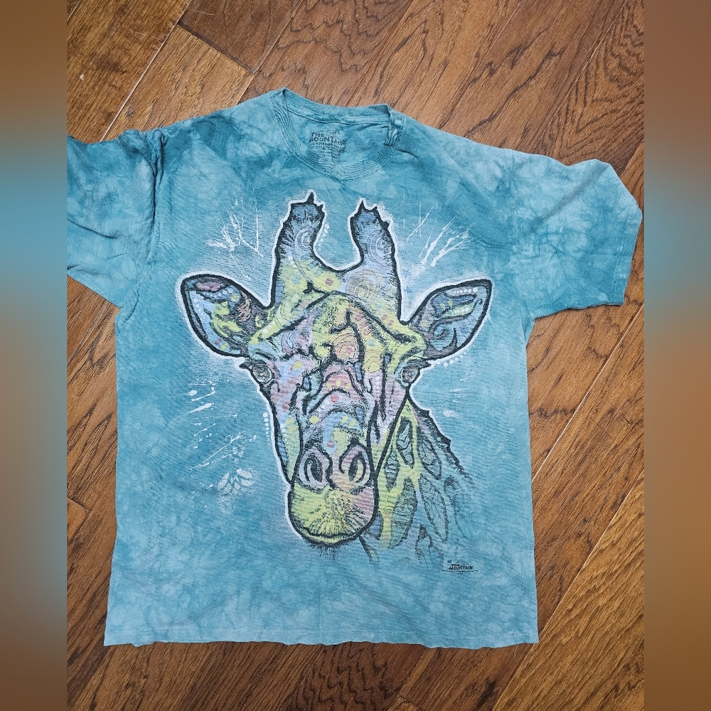 The Mountain multicolored tie dye giraffe men's short sleeve T-shirt size L
